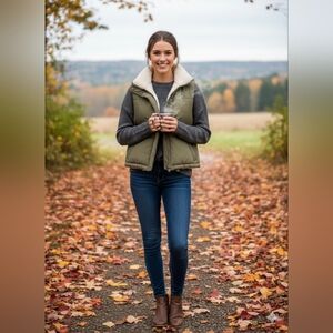 Women's Olive Green Puffer Vest